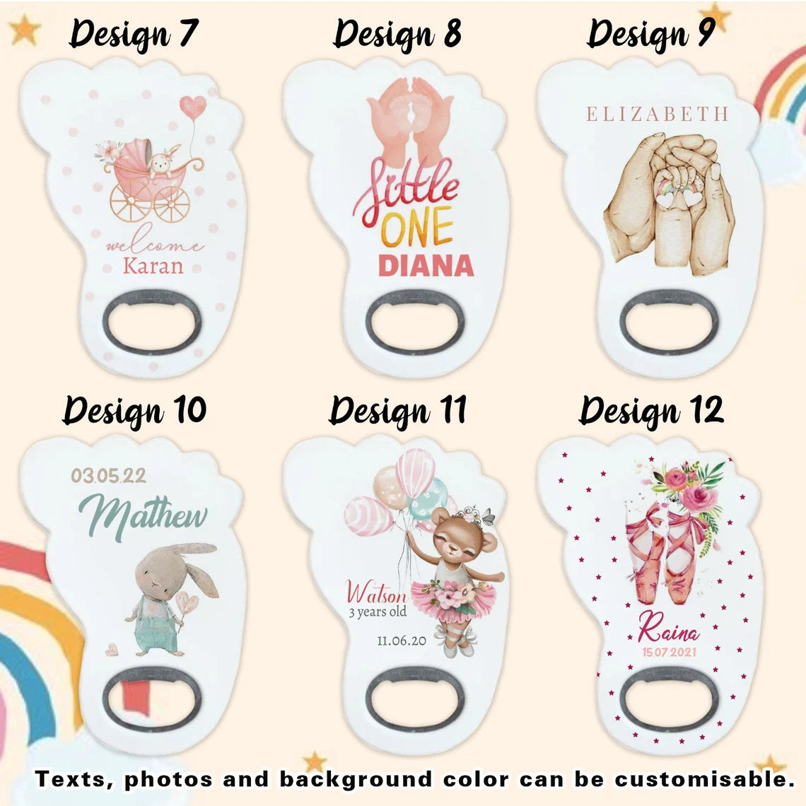 Foot Shaped Magnets, Baby Shower or 1st Birthday Party