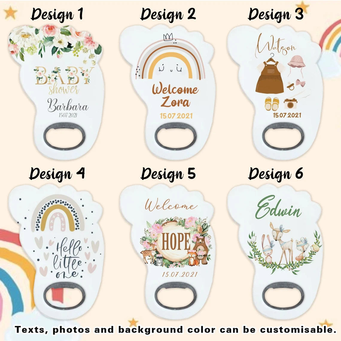 Foot Shaped Magnets, Baby Shower or 1st Birthday Party