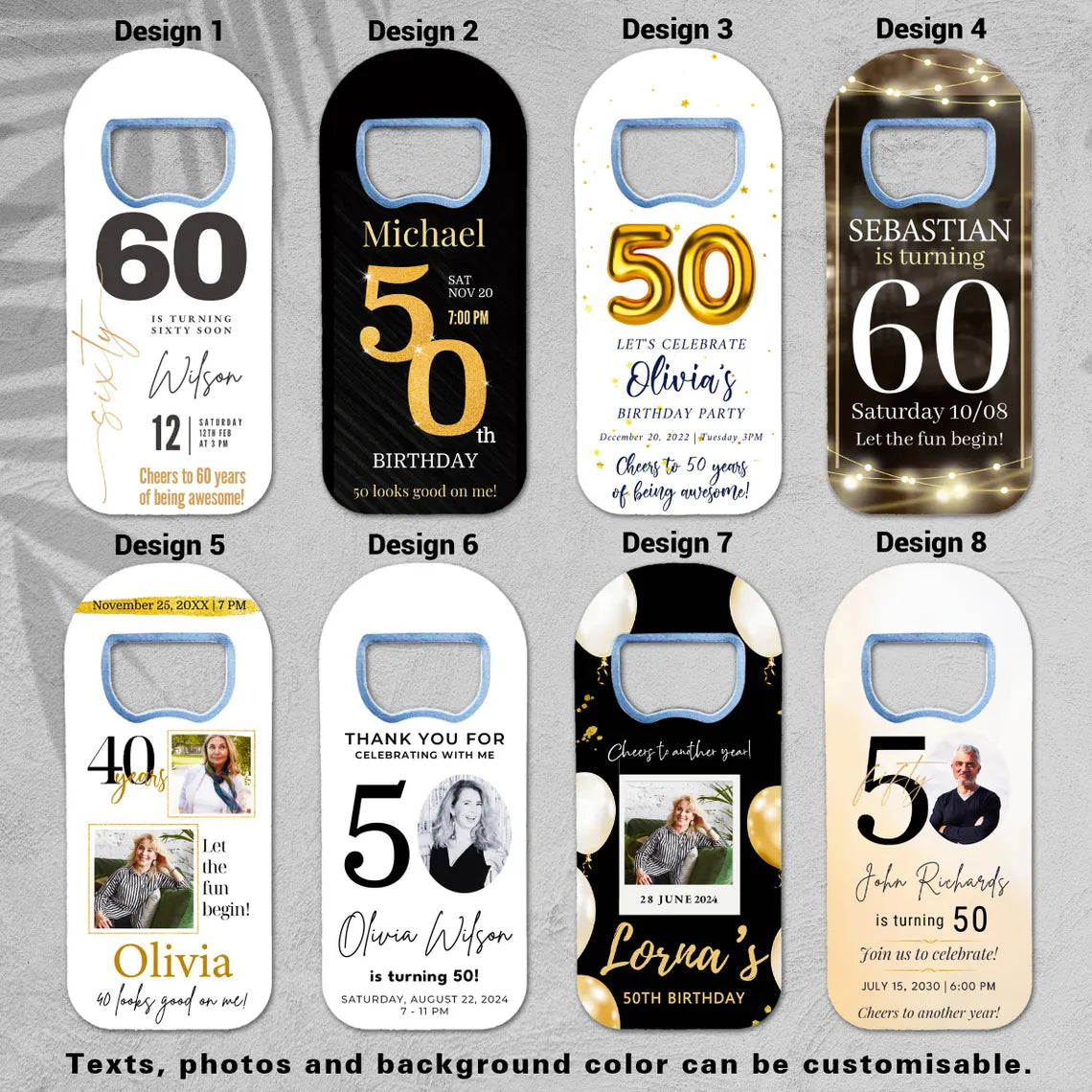 Personalized birthday keepsake gifts, featuring a magnet and bottle opener, perfect for creating lasting memories