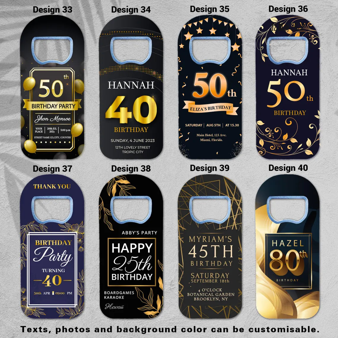 Personalized birthday keepsake gifts, featuring a magnet and bottle opener, perfect for creating lasting memories