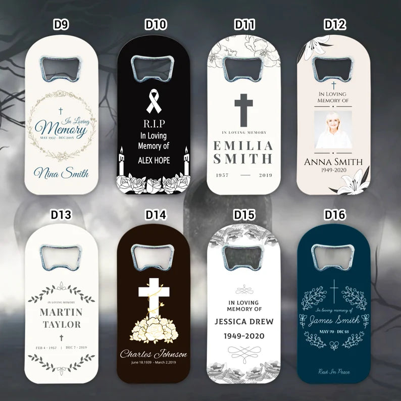 Funeral Favors, Forget Me Not Bottle Opener, Celebration of life, Memorial Favors