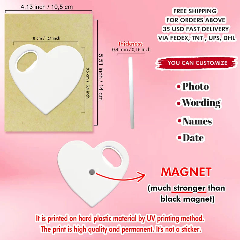 Chocolate Heart Wedding Favor – Custom Magnet & Opener in a Sweet Gift Pack