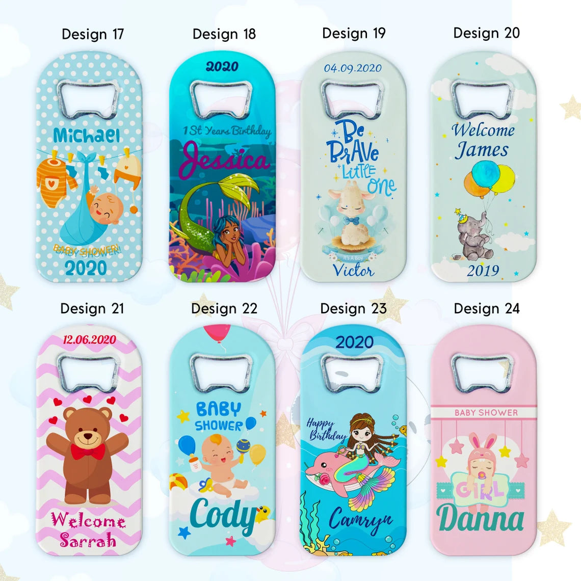Baby Shower Guest Gift, Magnet and Bottle Opener 48 Design