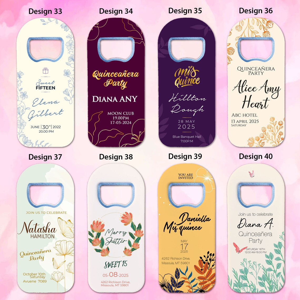 Quinceañera  Favor For Guests in Bulk, Magnet+ Bottle Opener
