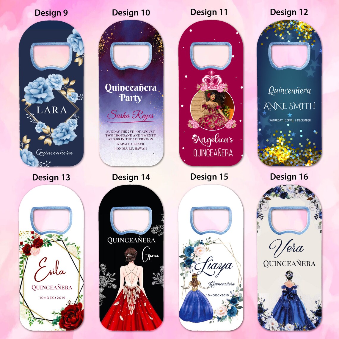 Quinceañera  Favor For Guests in Bulk, Magnet+ Bottle Opener