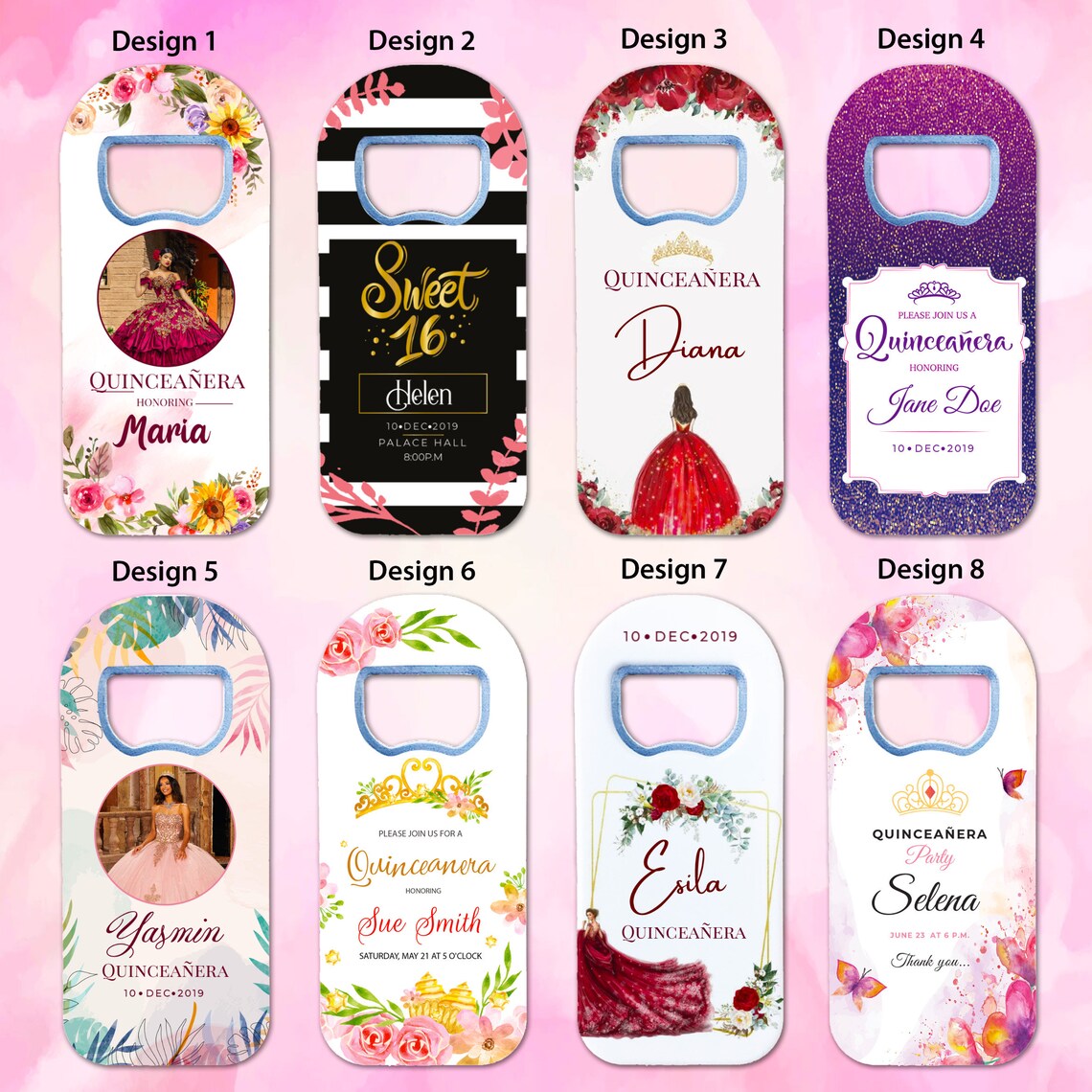 Quinceañera  Favor For Guests in Bulk, Magnet+ Bottle Opener