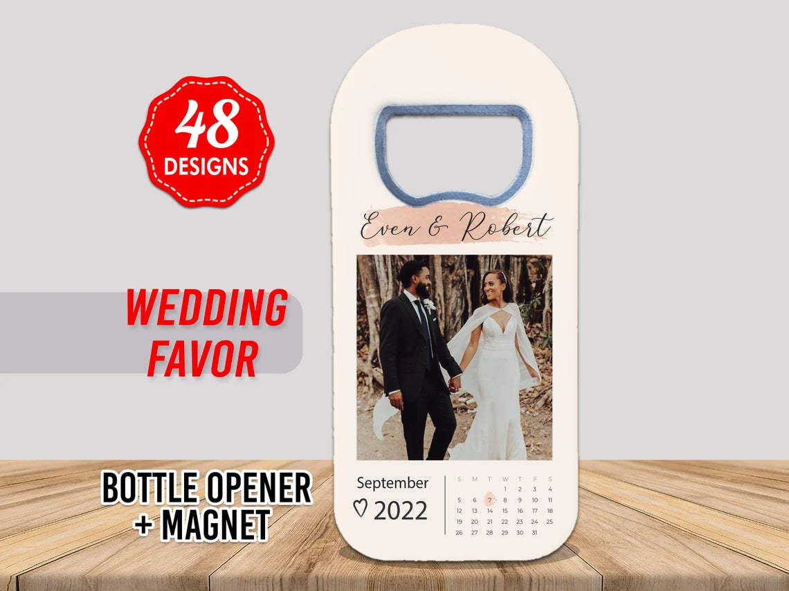 Picture Design Wedding Favor For Guests in Bulk Magnet and Bottle Opener
