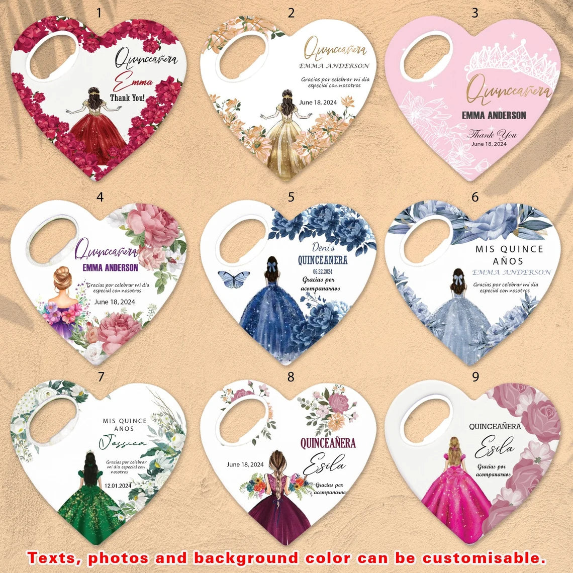 Mis Quince Años Quinceañera favours, personalized 15th birthday gifts including magnets and keepsakes, perfect for celebrating a special milestone.