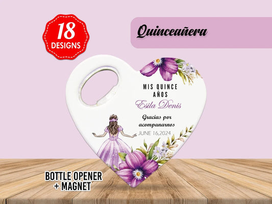 Mis Quince Años Quinceañera favours, personalized 15th birthday gifts including magnets and keepsakes, perfect for celebrating a special milestone.