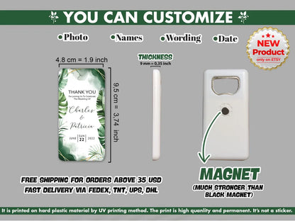 Personalized birthday favors featuring a high-quality magnet and bottle opener, perfect for memorable celebrations