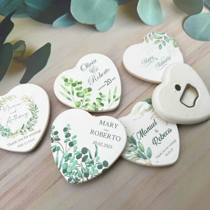 Heart Magnet & Bottle Opener – Personalized Wedding Favor for Guests