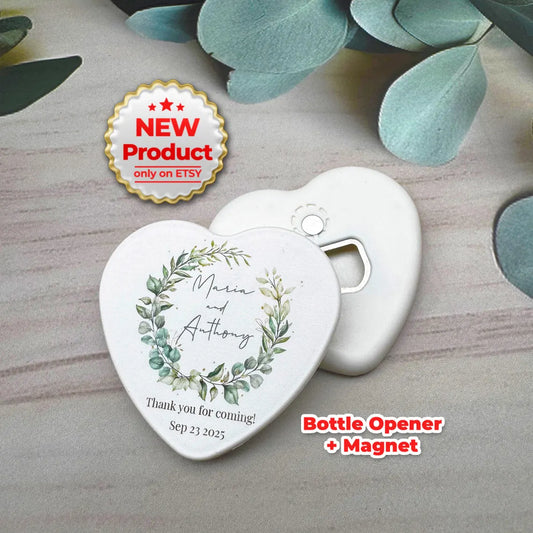 Heart Magnet & Bottle Opener – Personalized Wedding Favor for Guests