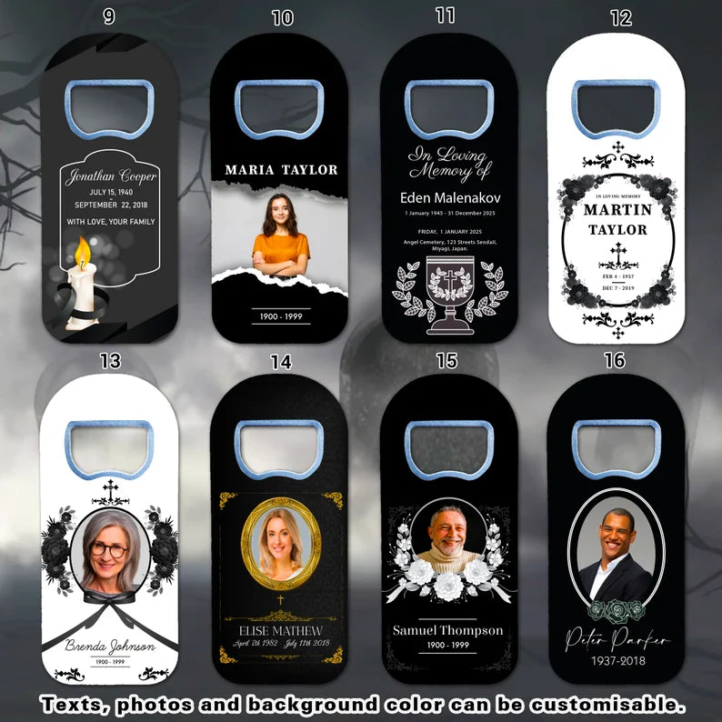 Rest in Peace Rip Funeral Favours, Magnet and Bottle Opener