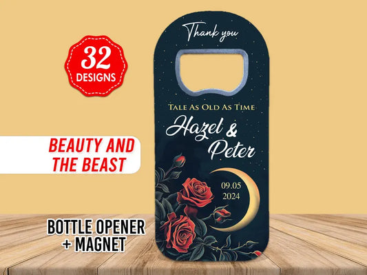 Bottle opener wedding gift guest magnet, a personalized and functional keepsake for your special day, perfect for thanking your guests