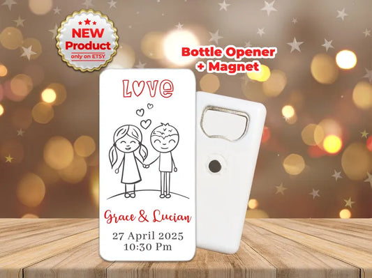 Cartoon Character Themed Bottle Opener + Magnet, Wedding Souvenirs