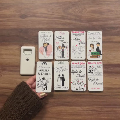 Cartoon Character Themed Bottle Opener + Magnet, Wedding Souvenirs