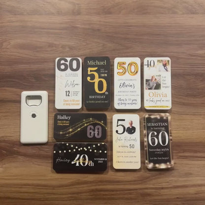 Personalized birthday favors featuring a high-quality magnet and bottle opener, perfect for memorable celebrations